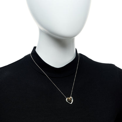 Tiffany Sterling Silver 18K Yellow Gold Bow Tie Heart Pendant Necklace 2 of 6