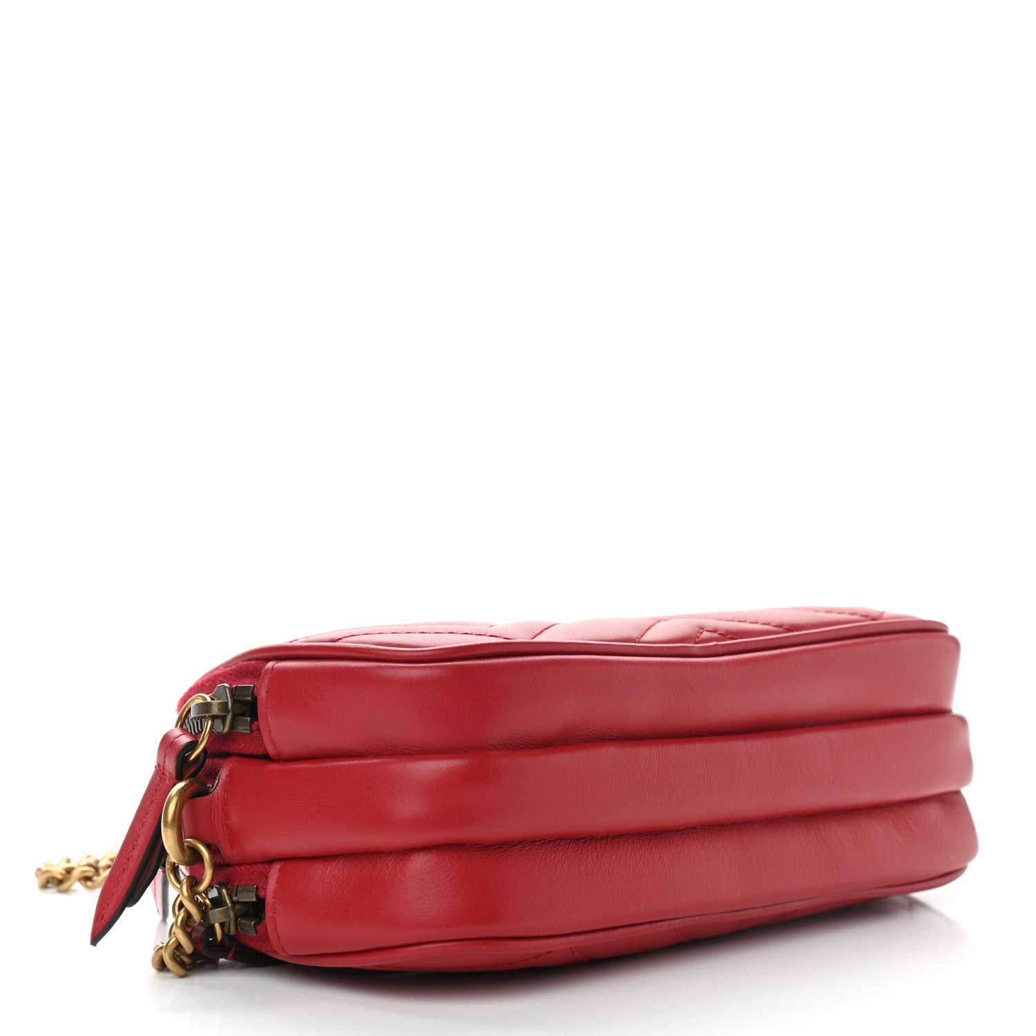 Gucci Calfskin Matelasse Mini GG Marmont Chain Crossbody Bag Hibiscus Red 4 of 16