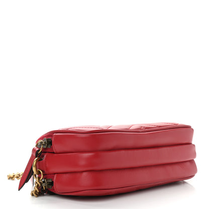Gucci Calfskin Matelasse Mini GG Marmont Chain Crossbody Bag Hibiscus Red 4 of 16