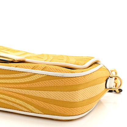 Fendi X SARA COLEMAN Canvas Vitello Seta FF Fish Eye Embroidered Baguette Mostarda White Ice 9 of 11