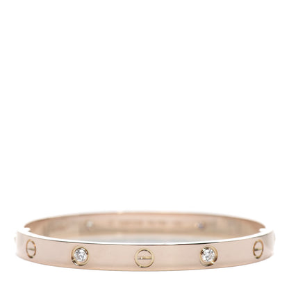 Cartier 18K Pink Gold 4 Diamond LOVE Bracelet 17 1 of 7