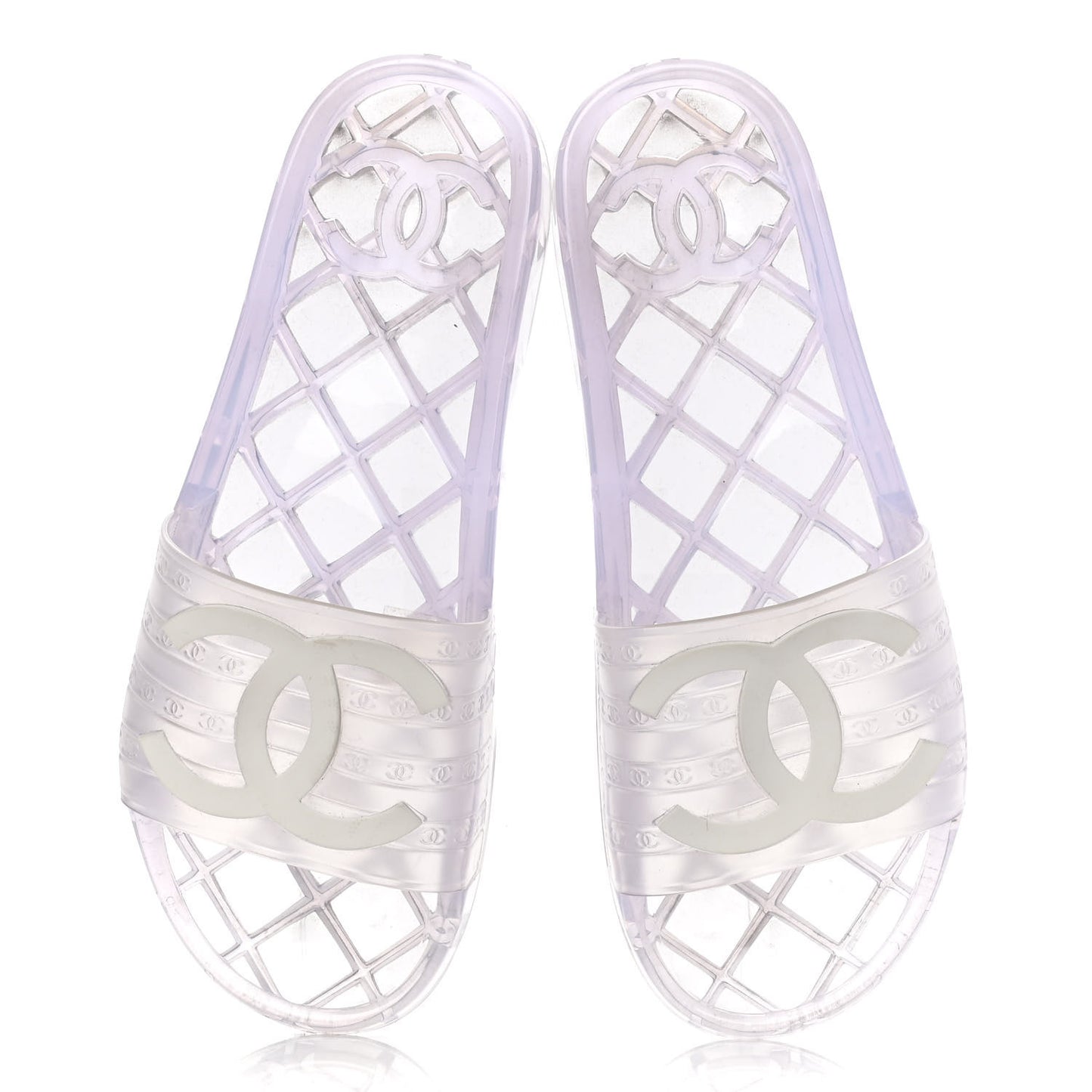 PVC Transparent CC Flat Slide Sandals 41 White