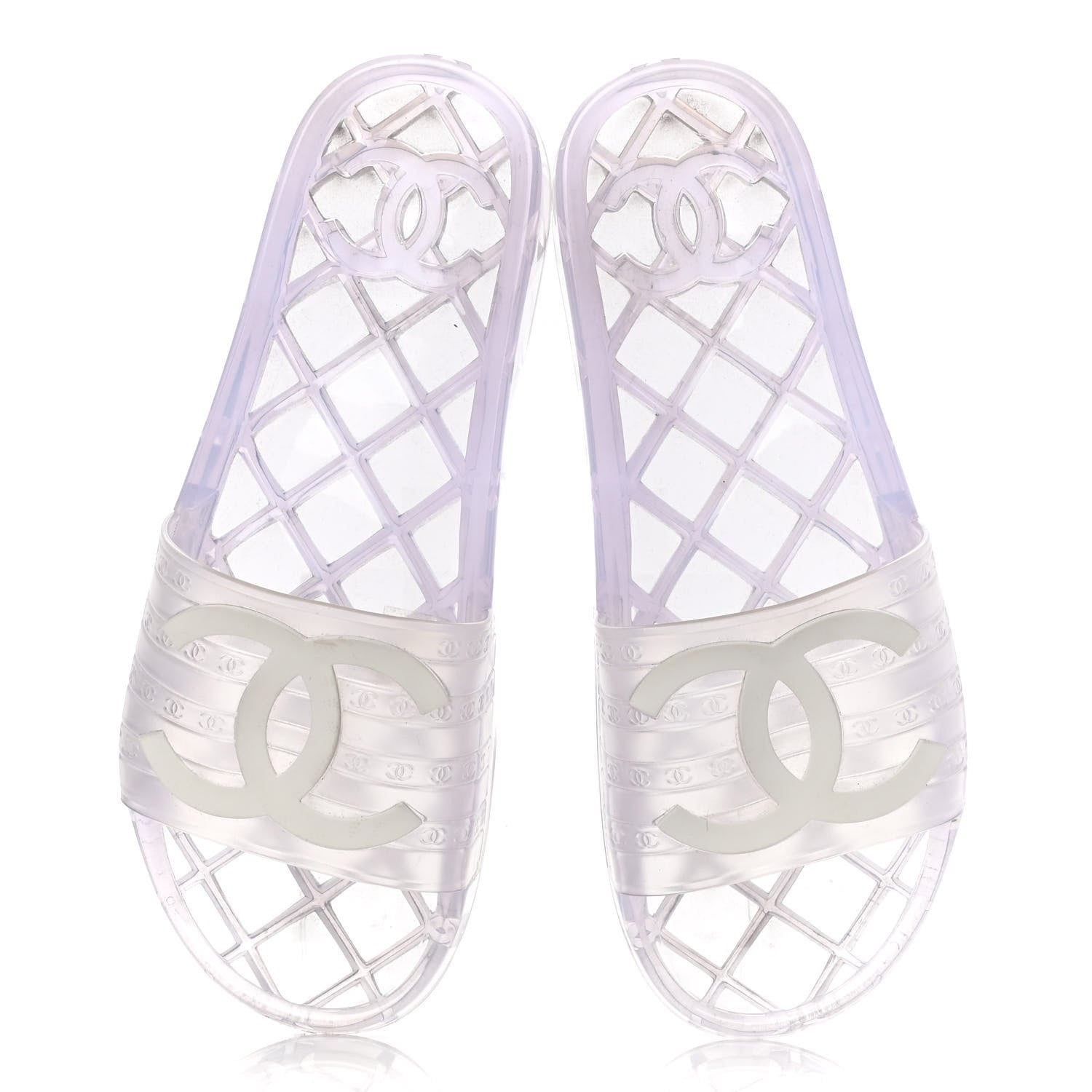 Chanel PVC Transparent CC Flat Slide Sandals 41 White 5 of 10
