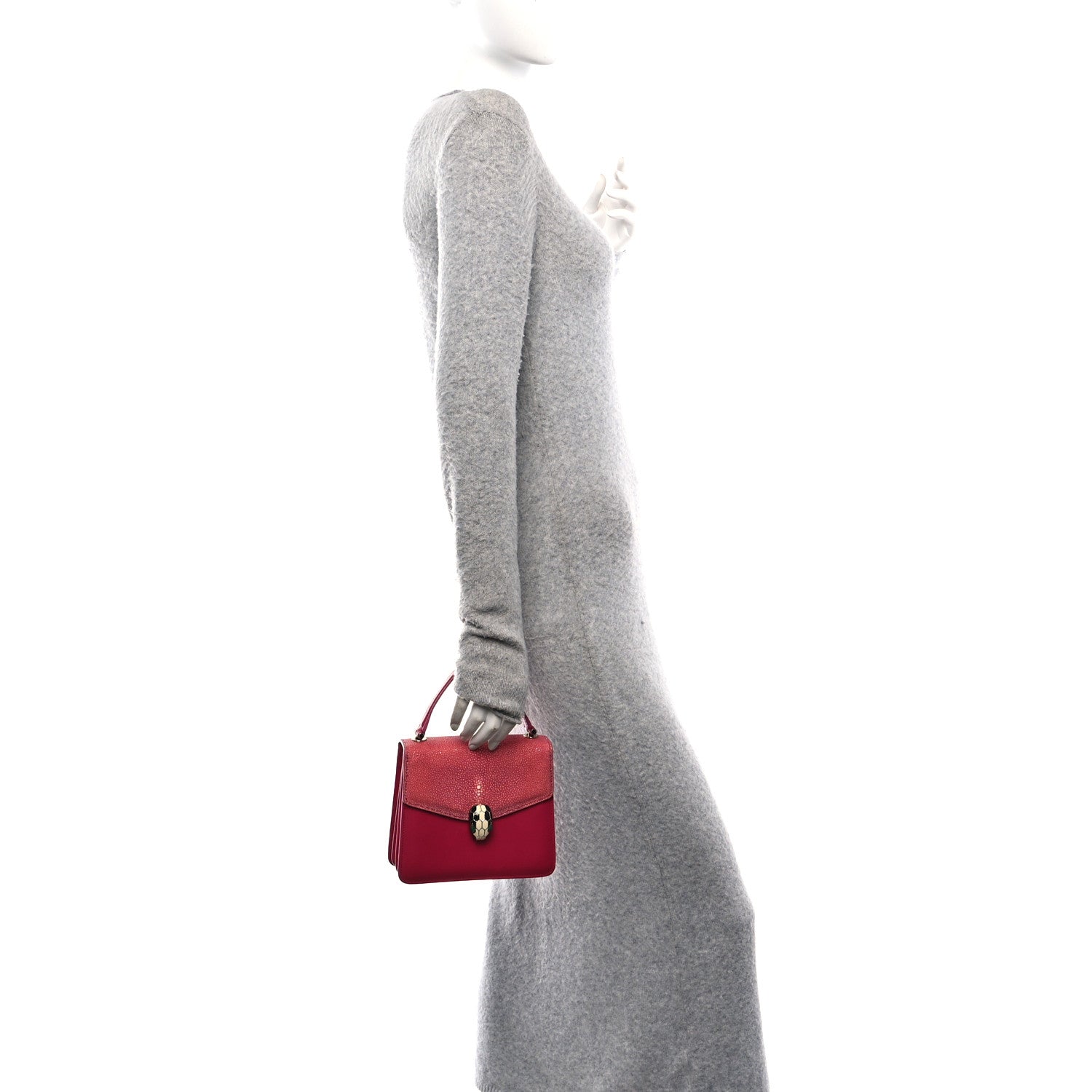 Bulgari Calfskin Galuchat Serpenti Forever Crossbody Red 2 of 11