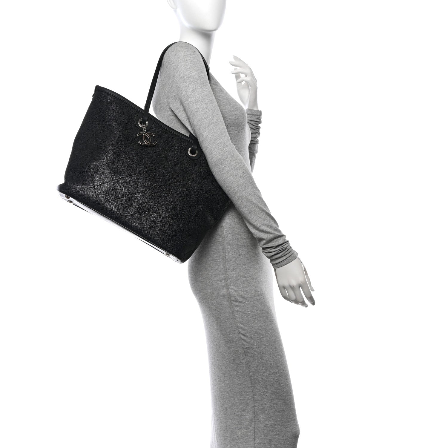 Chanel Grained Calfskin Shopping Fever Tote Black 2 of 10