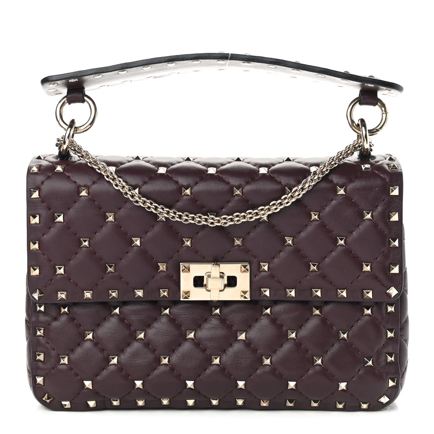 Nappa Medium Rockstud Spike Shoulder Bag Rubin