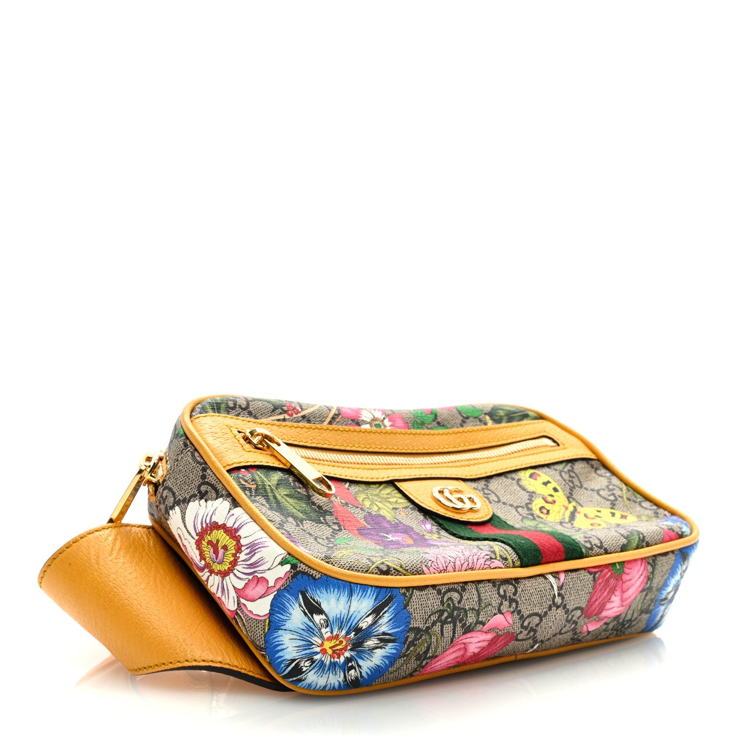 GG Supreme Monogram Flora Medium Ophidia Belt Bag Beige Multicolor Crop