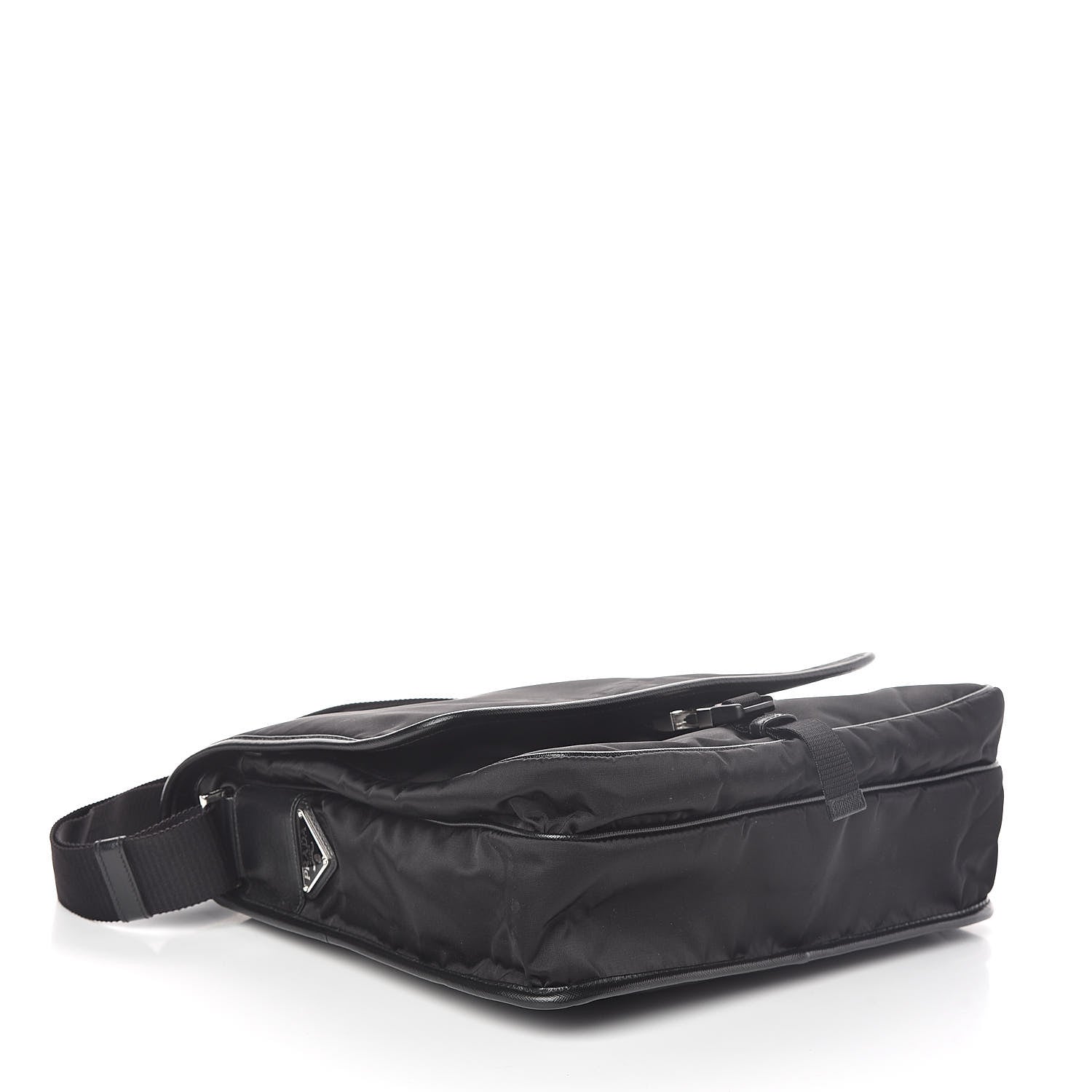 Prada Tessuto Nylon Saffiano Messenger Satchel Black 4 of 8