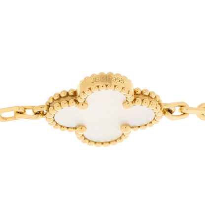 Van Cleef & Arpels 18K Yellow Gold Mother of Pearl 5 Motifs Vintage Alhambra Bracelet 4 of 4