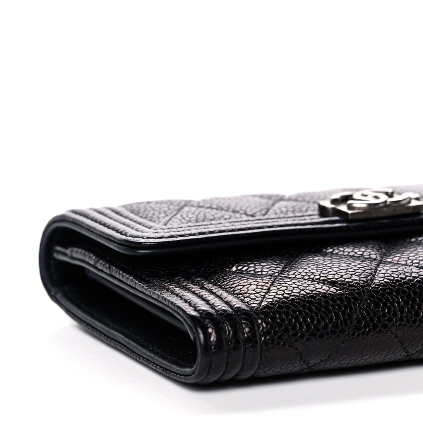 Caviar Quilted Medium Boy Flap Wallet Black