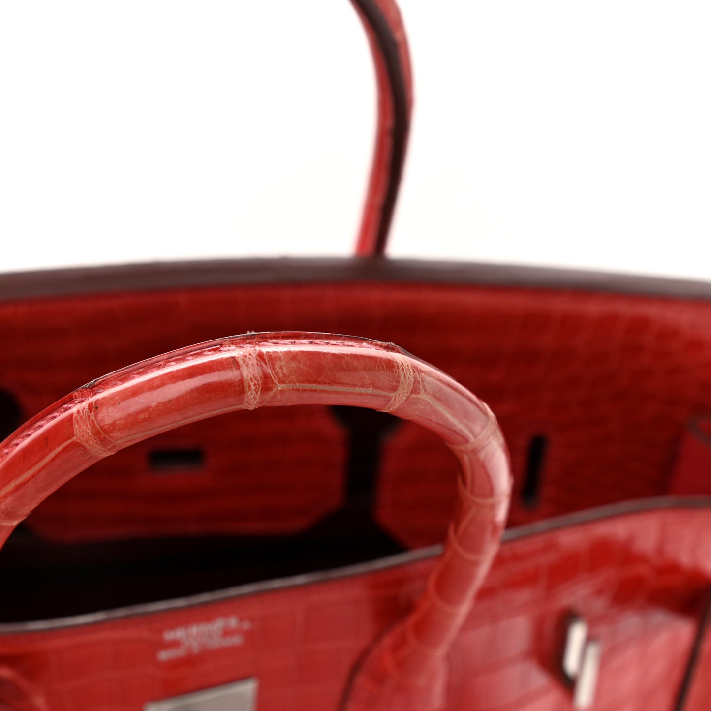Shiny Porosus Crocodile Birkin 35 Bougainvillea