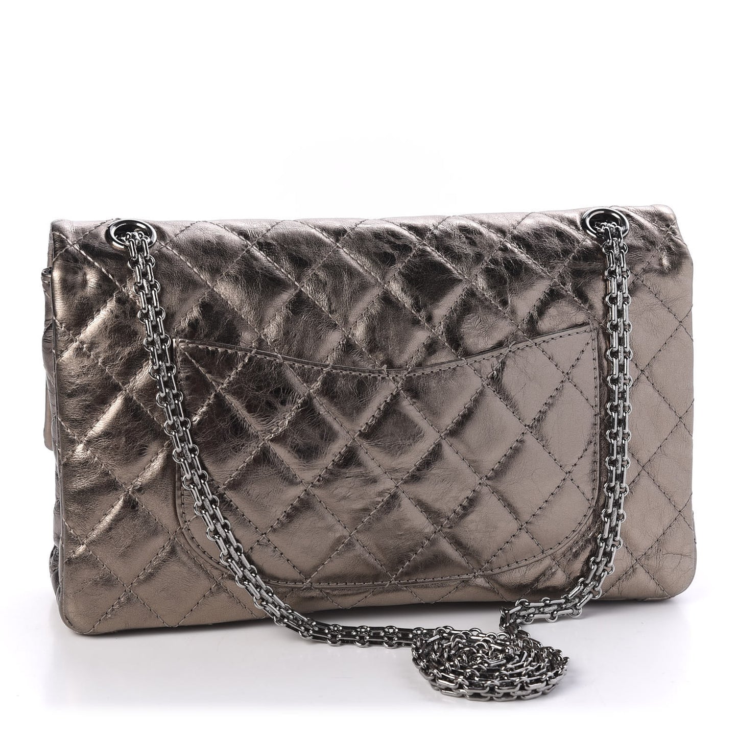 Metallic Sheepskin Quilted 2.55 Reissue 226 Flap Dark Silver