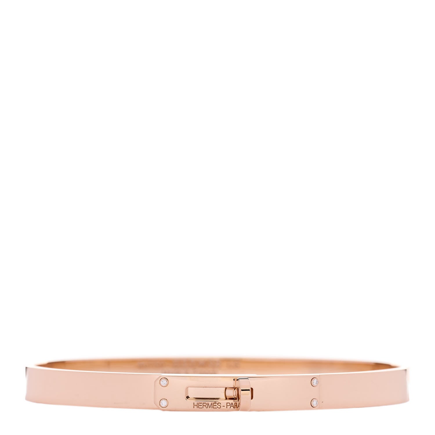 Hermes 18K Rose Gold Diamond PM Kelly Bracelet LG 1 of 5