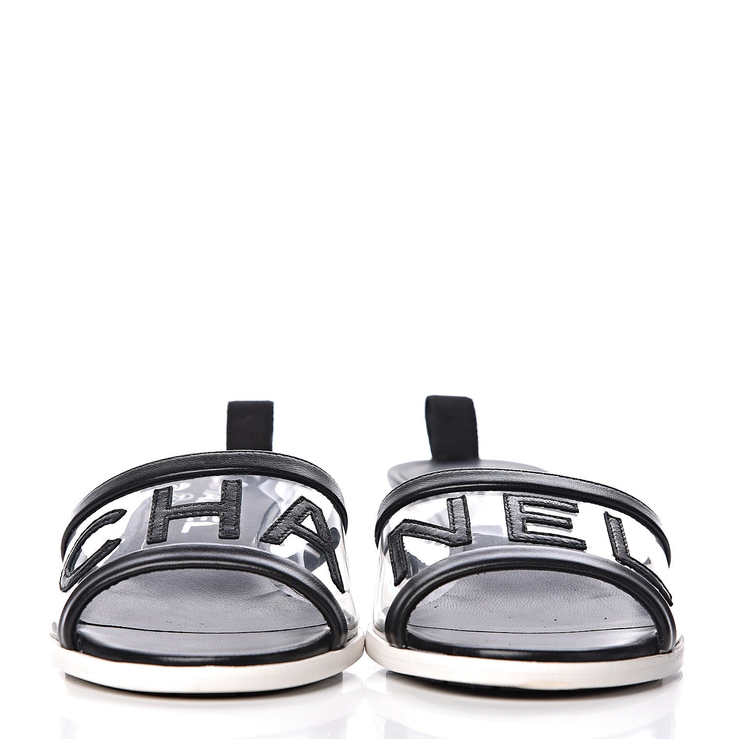 Chanel PVC Lambskin Logo Mules 36.5 Black 2 of 9