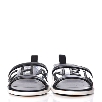 Chanel PVC Lambskin Logo Mules 36.5 Black 2 of 9