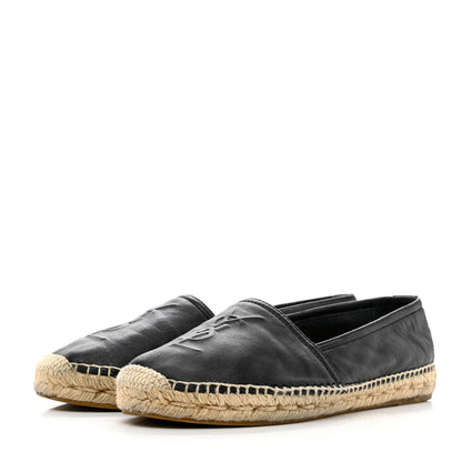 Saint Laurent Lambskin Monogram Espadrilles 37.5 Black 3 of 10