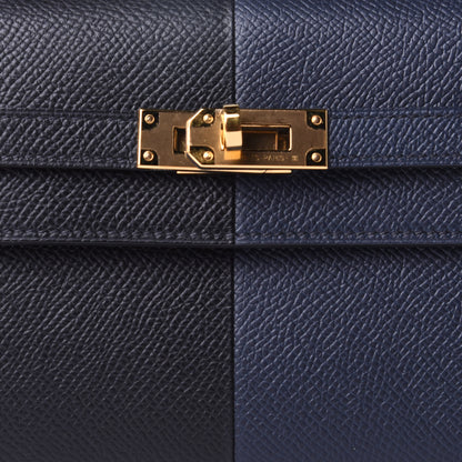 Hermes Epsom Casaque Kelly Wallet To Go Black Bleu Indigo Bleu Frida 6 of 9