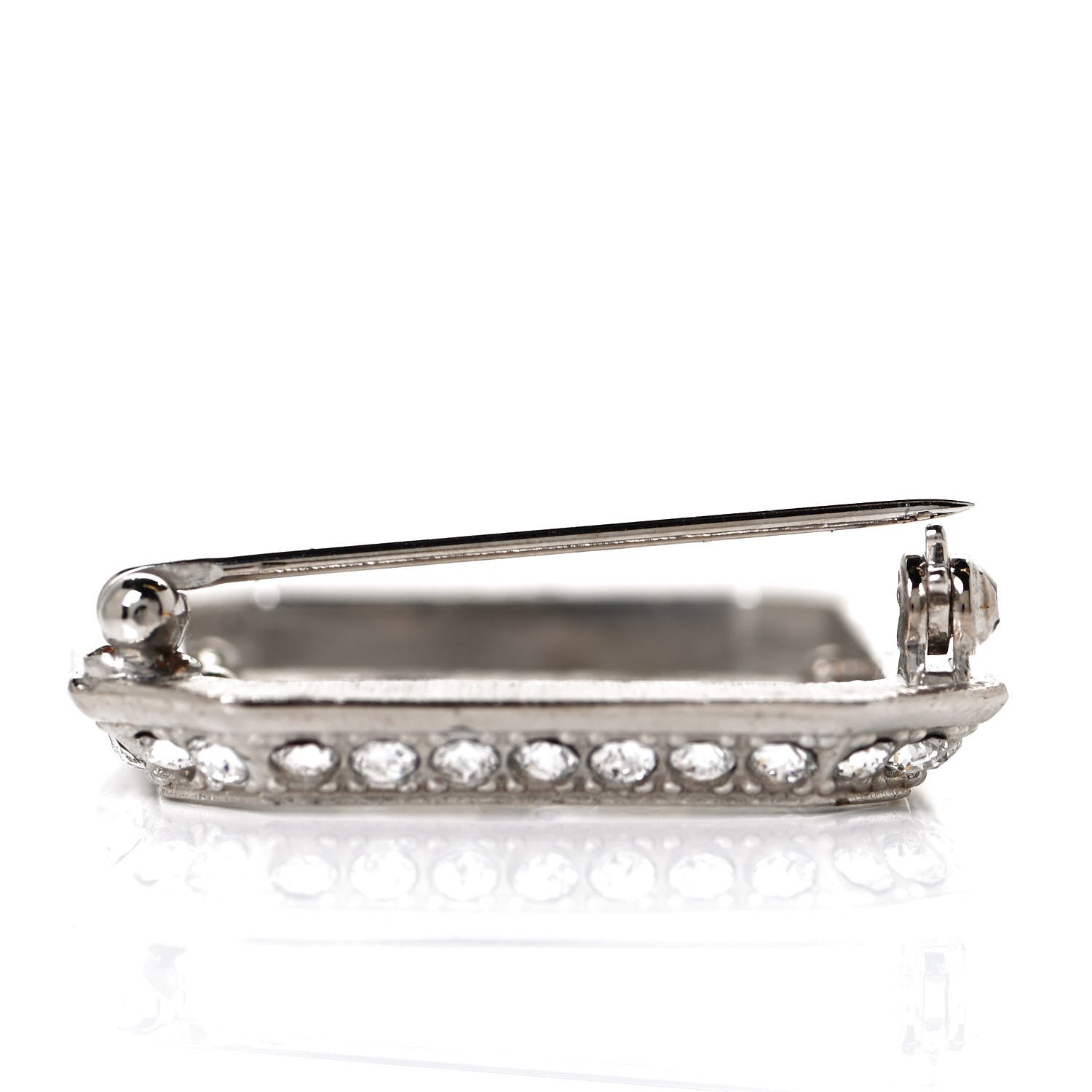 Chanel Crystal CC Brooch Silver 4 of 5