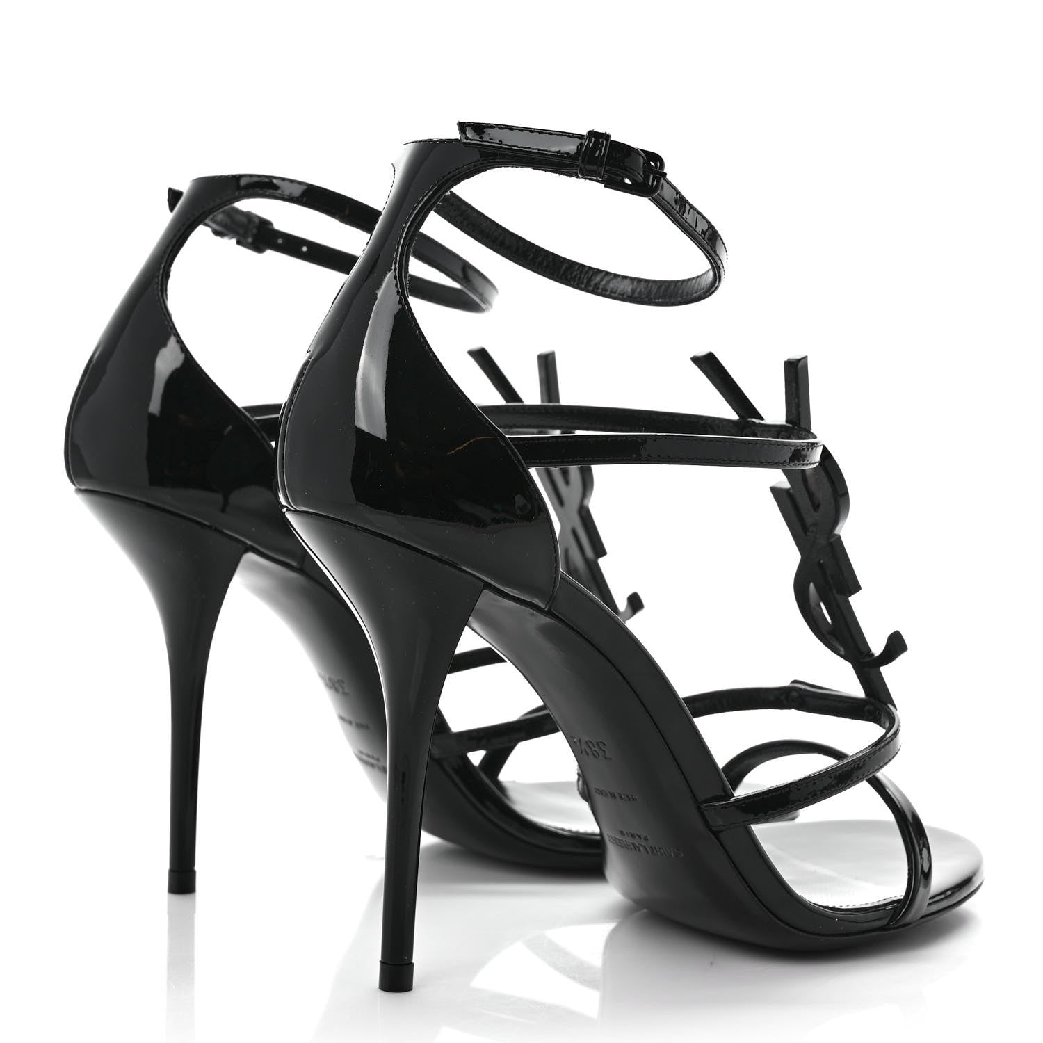 Saint Laurent Patent Cassandra 100 Sandals 38.5 Black 4 of 8