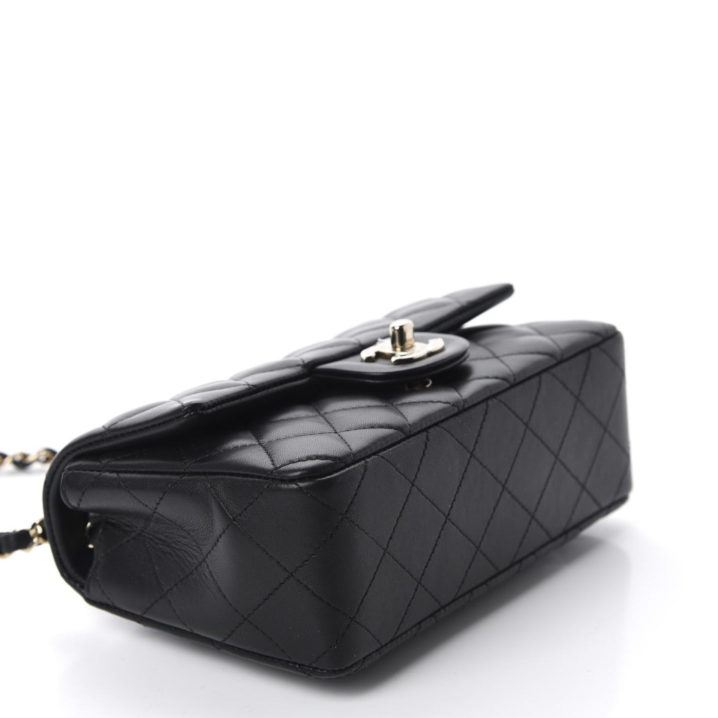 Lambskin Quilted Mini Rectangular Flap Black