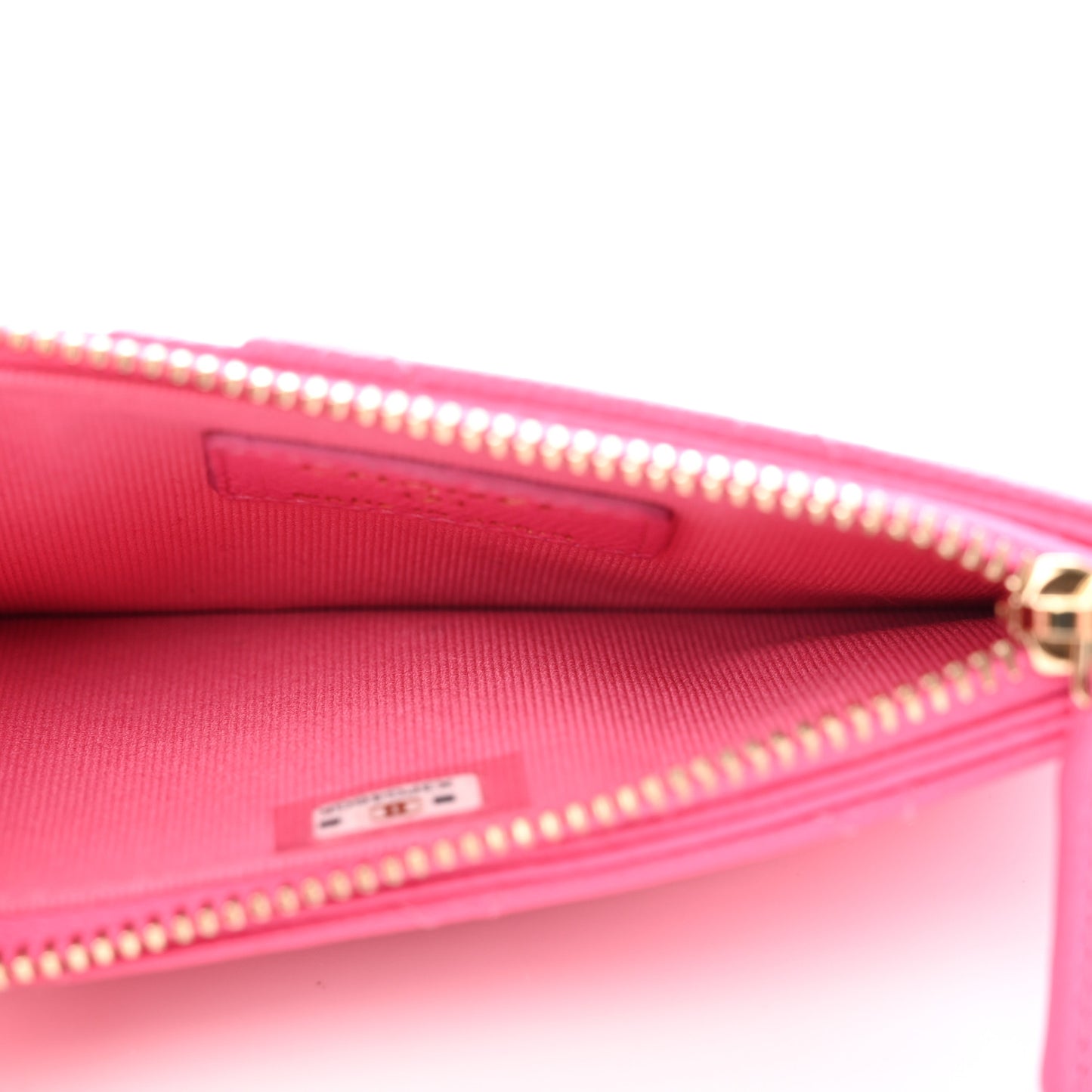 Caviar Quilted Flap Zip Card Holder Dark Pink