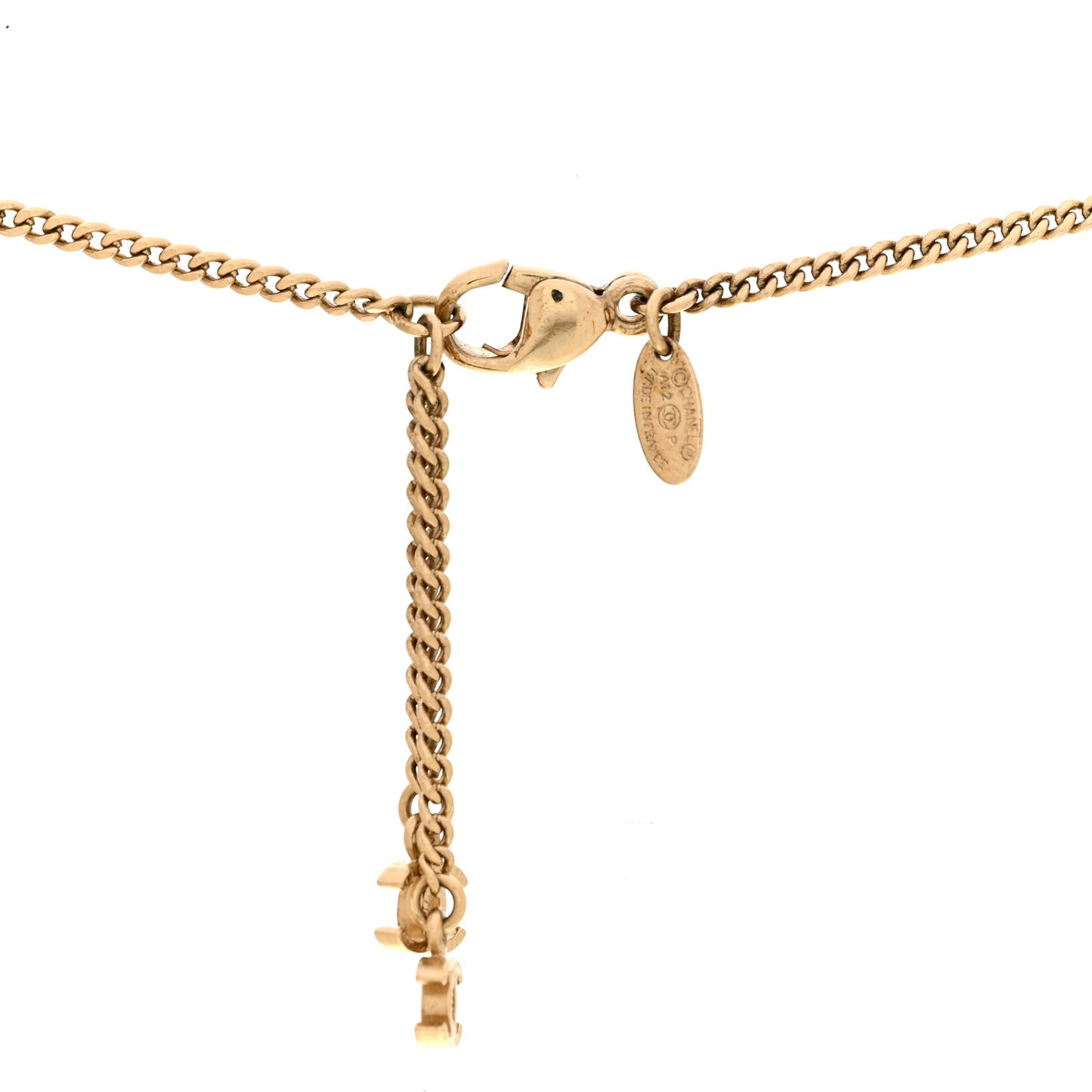 Pearl Crystal CC Chain Necklace Gold Pink
