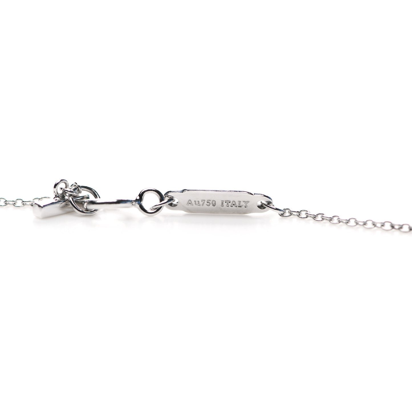 18K White Gold Blue Topaz Mini T Smile Pendant Necklace