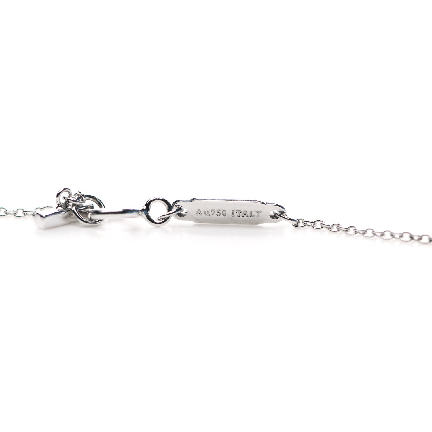 Tiffany 18K White Gold Blue Topaz Mini T Smile Pendant Necklace 5 of 5