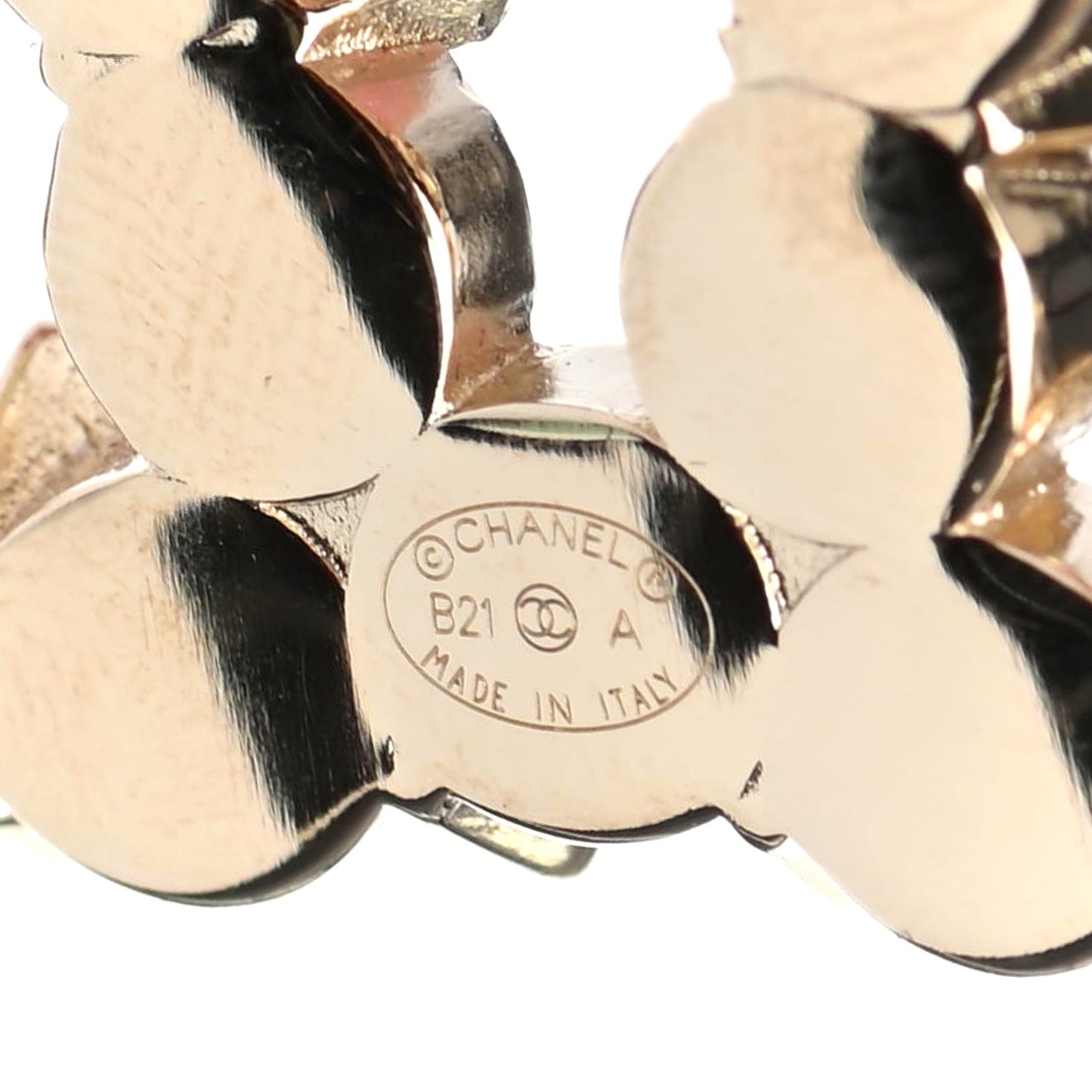 Crystal Pearl CC Brooch Gold