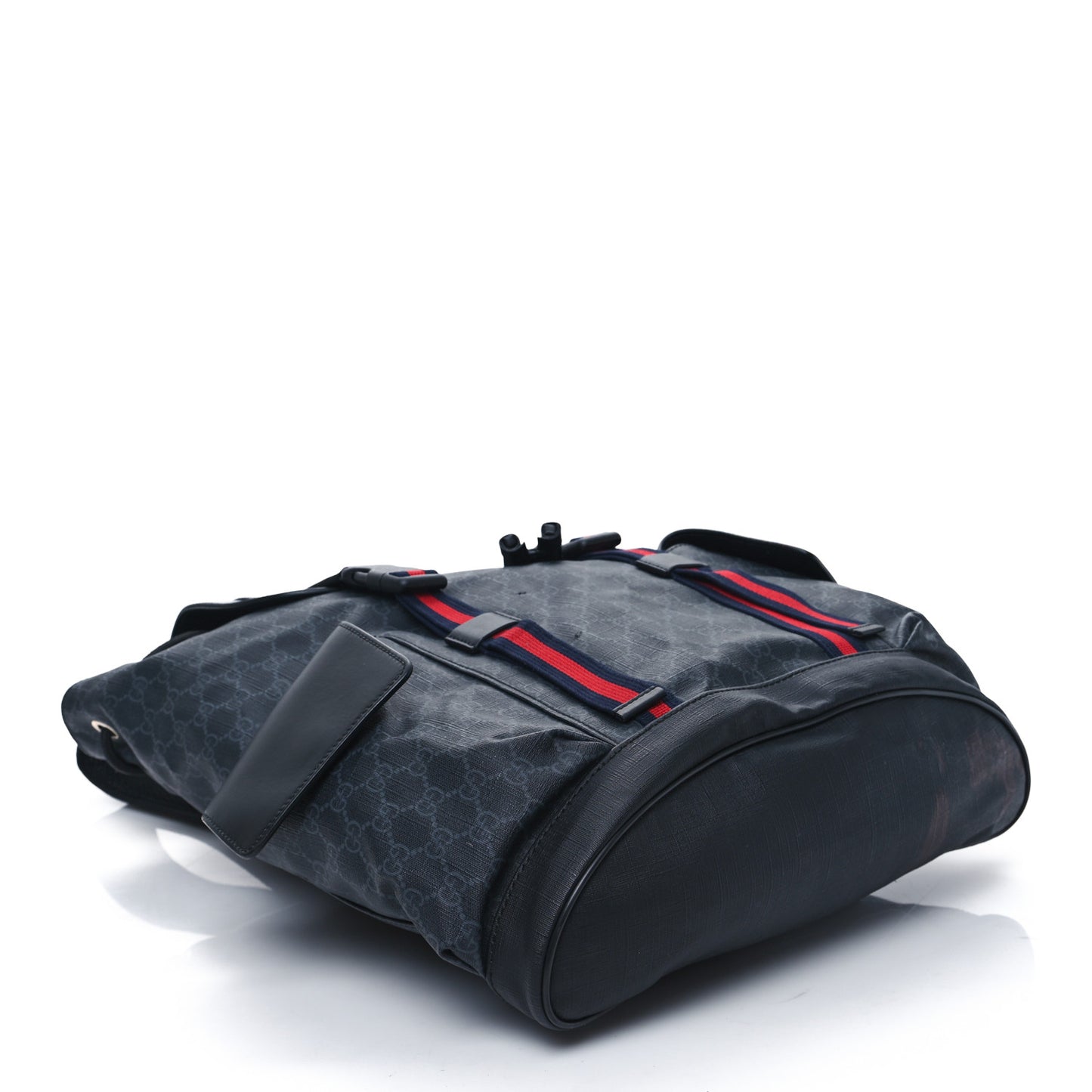 Soft GG Supreme Monogram Calfskin Web Double Buckle Backpack Black
