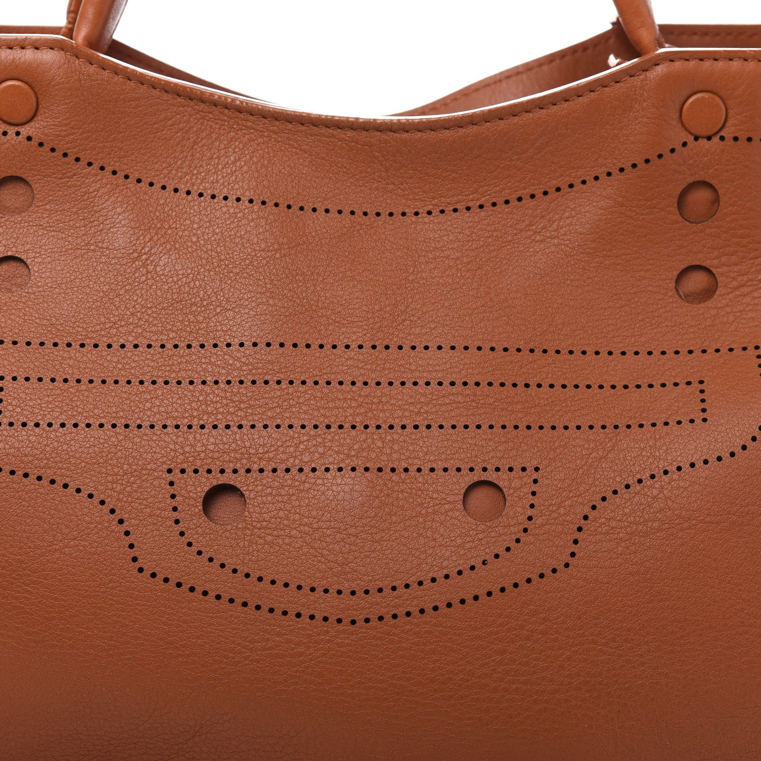 Balenciaga Veau Soyeux Perforated Blackout Hardware City Marron Caramel 12 of 12