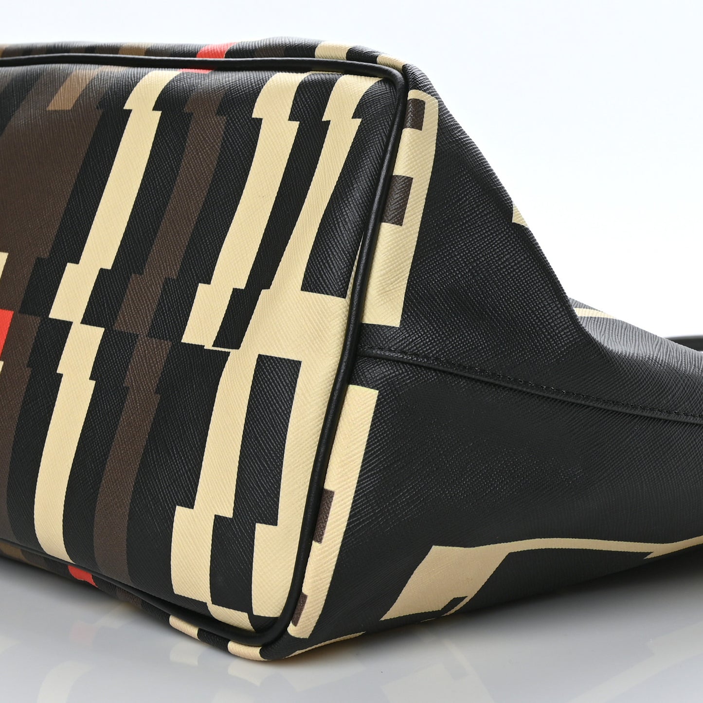 Textured Coated Canvas Print Large Antigona Tote Black