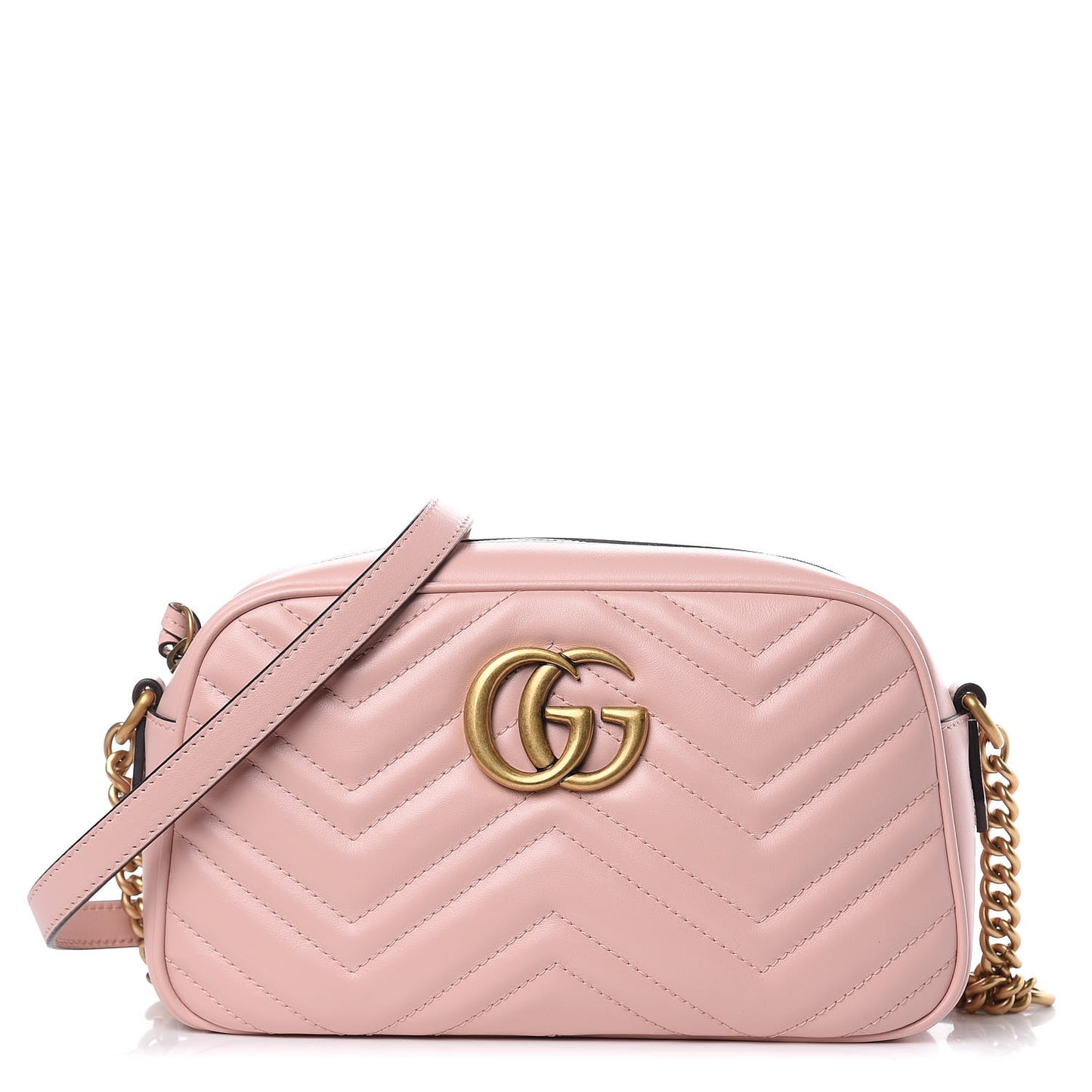 Calfskin Matelasse Small GG Marmont Chain Shoulder Bag Perfect Pink