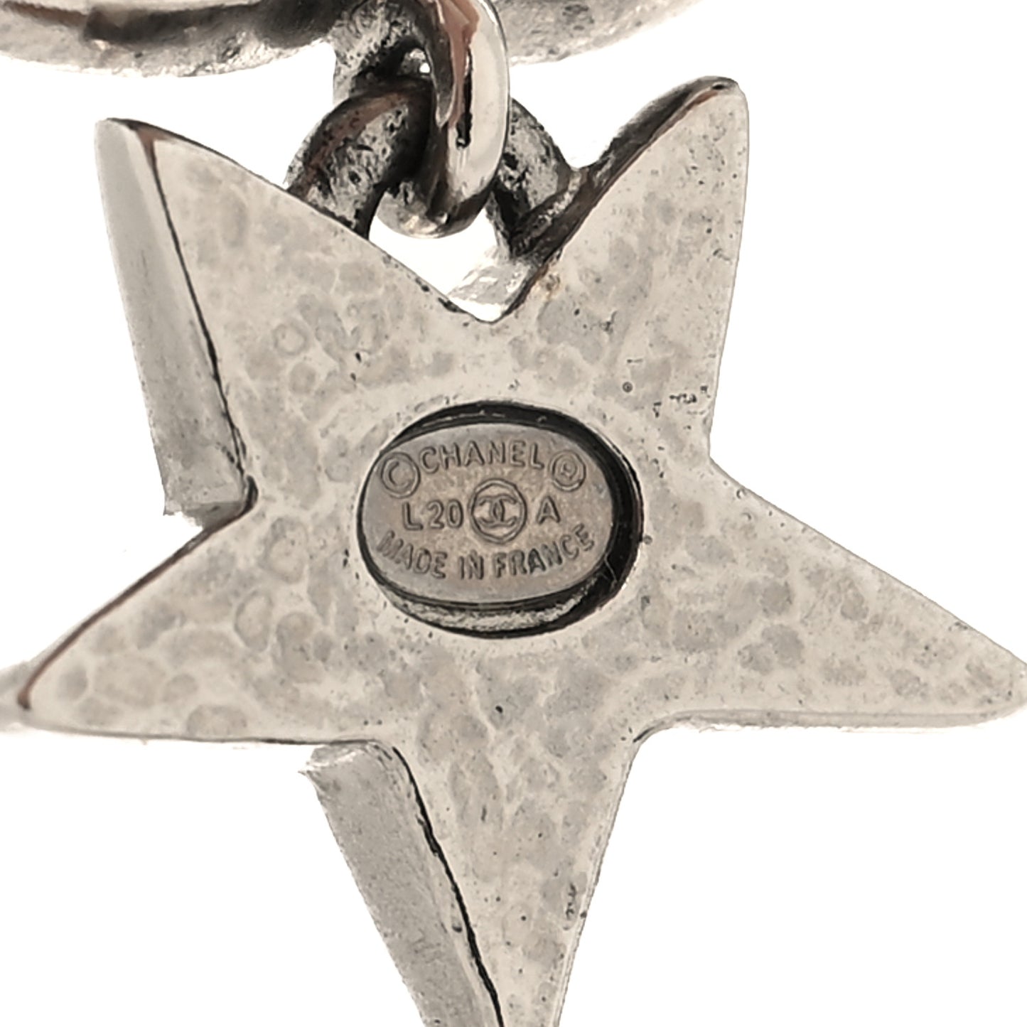 Crystal CC Pearl Star Drop Earrings Silver