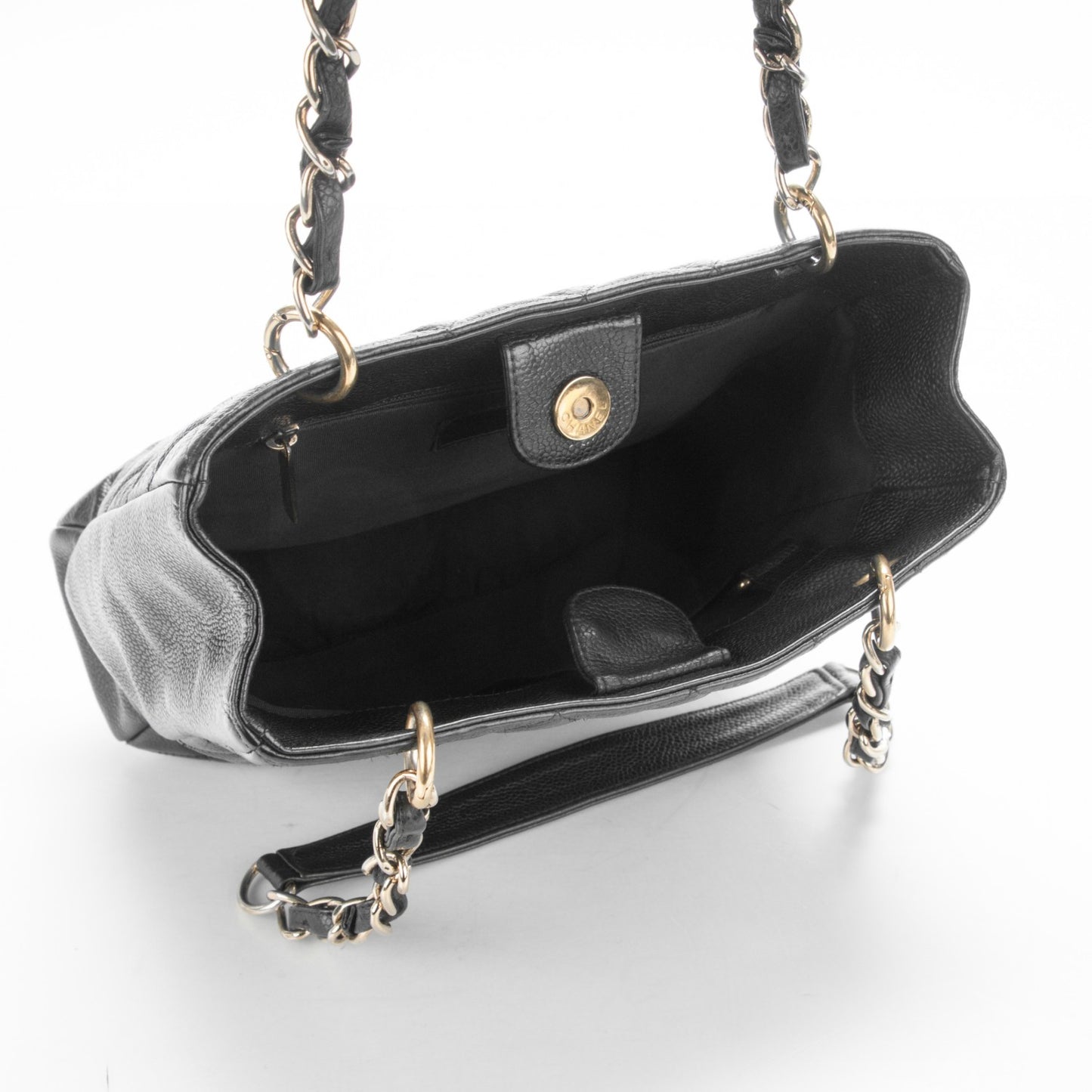 Caviar Quilted Petit Shopping Tote PST Black