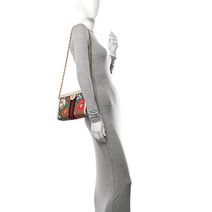 Gucci GG Supreme Monogram Flora Web Small Ophidia Chain Shoulder Bag White 2 of 12