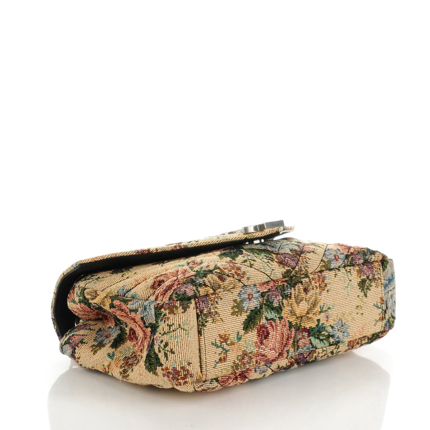 Floral Print Canvas Matelasse Medium Monogram Satchel Beige Blue Red