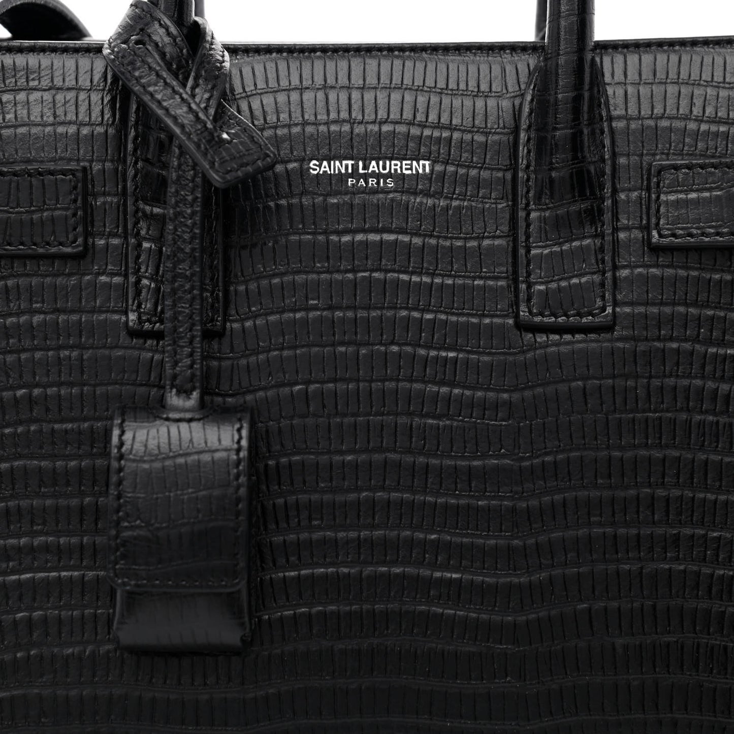 Calfskin Lizard Embossed Nano Sac De Jour Black