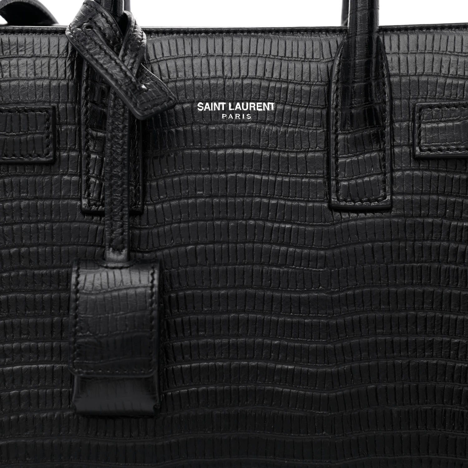Saint Laurent Calfskin Lizard Embossed Nano Sac De Jour Black 8 of 10
