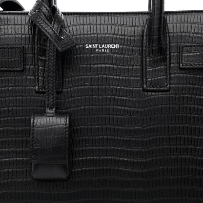Saint Laurent Calfskin Lizard Embossed Nano Sac De Jour Black 8 of 10