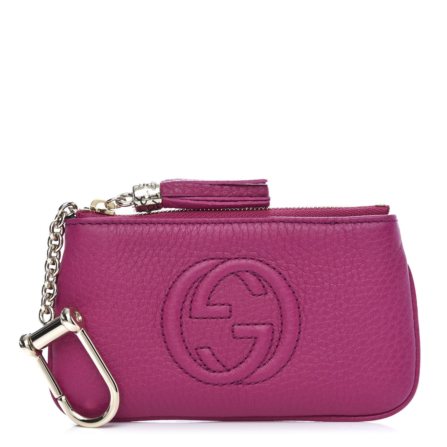 Gucci Pebbled Calfskin Soho Key Case Bright Bougainvillea 1 of 9