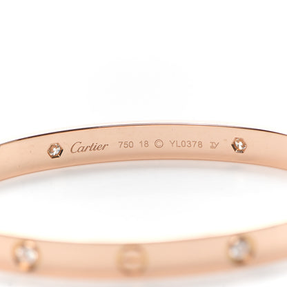 Cartier 18K Pink Gold 4 Diamond LOVE Bracelet 18 5 of 6