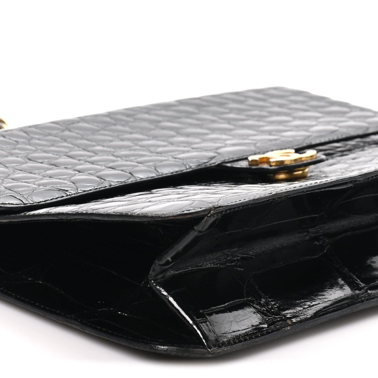 Chanel Shiny Crocodile Medium Single Flap Black 9 of 10
