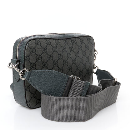 Gucci GG Supreme Monogram Textured Dollar Calfskin Web Ophidia Wristlet Shoulder Bag Grey Black Graphite Grey 3 of 11