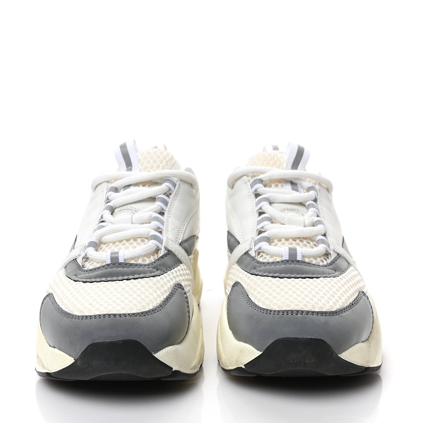 Technical Mesh Calfskin Womens B22 Sneakers 37 White Silver