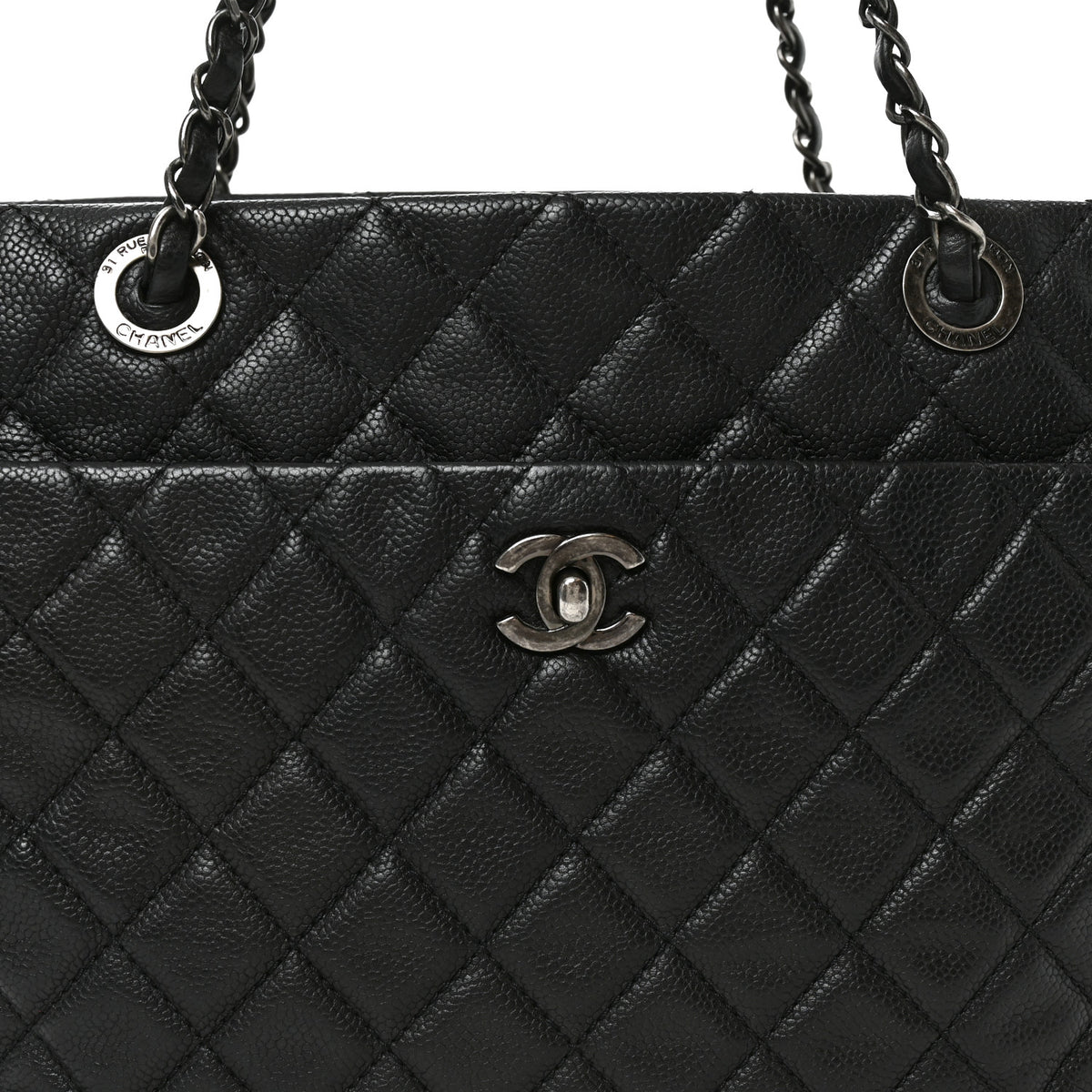 Chanel Caviar Quilted Small Shopping Tote Black 8 of 11