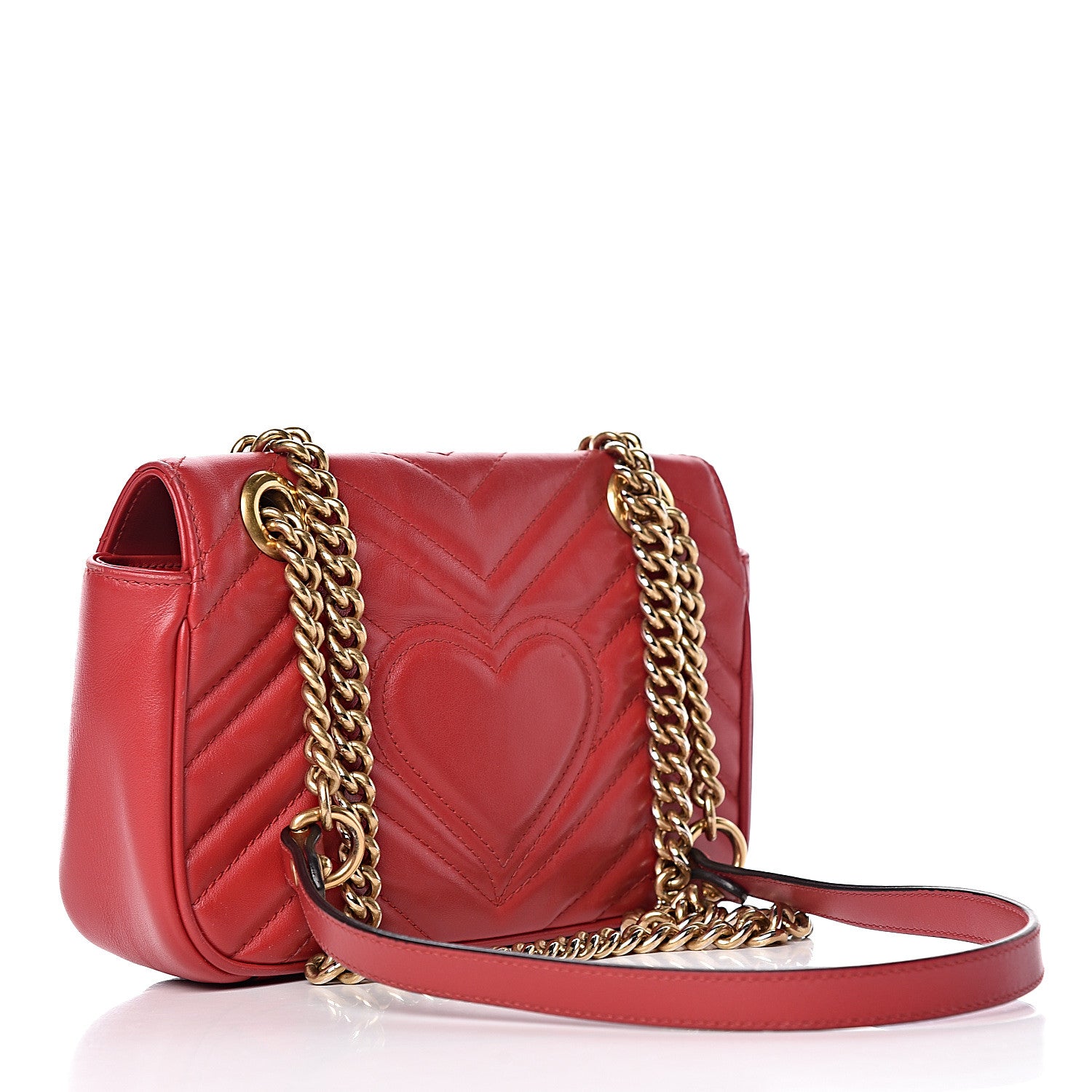 Gucci Calfskin Matelasse Mini GG Marmont Shoulder Bag Hibiscus Red 3 of 19