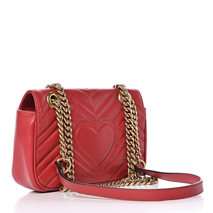 Gucci Calfskin Matelasse Mini GG Marmont Shoulder Bag Hibiscus Red 3 of 19