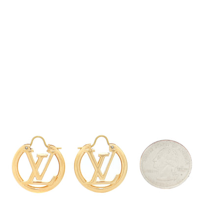 Louis Vuitton Metal Small Louise Hoop Earrings Gold 2 of 7