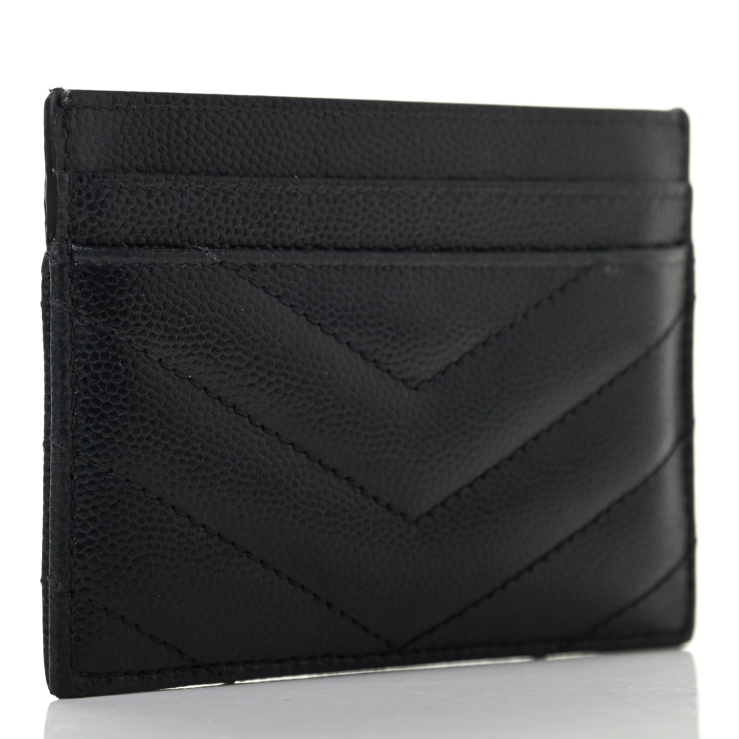 Grain De Poudre Matelasse Chevron Monogram Credit Card Case Black